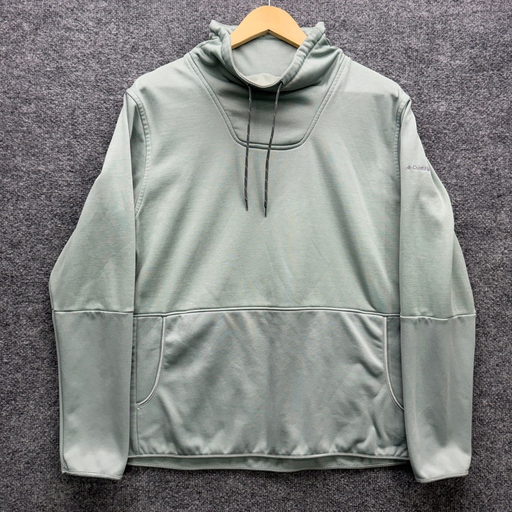 Columbia XK8197 Cowl Neck Pullover Hoodie Womens XL Sage Green Fleece Outdoor
